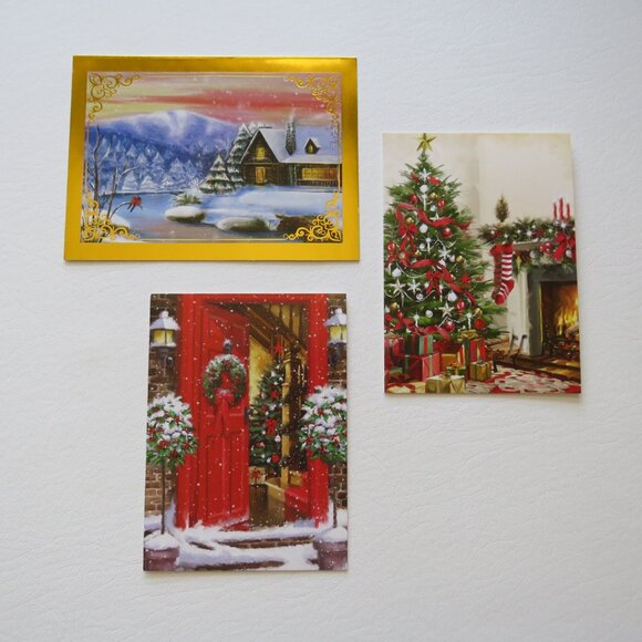 Happy Holidays Merry Christmas Assorted Greeting Cards With Envelopes Set 34 - Picture 4 of 6